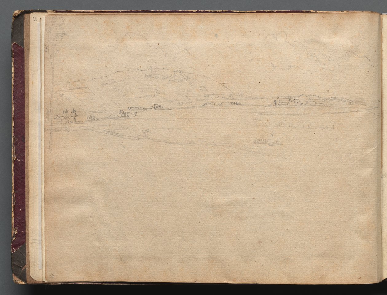Álbum com Vistas de Roma e Arredores, Estudos Paisagísticos, página 03b: Panorâmica Romana…. de Franz Johann Heinrich Nadorp