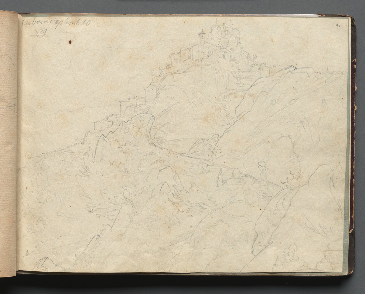 Álbum com Vistas de Roma e Arredores, Estudos Paisagísticos, página 04a: Cervera. de Franz Johann Heinrich Nadorp