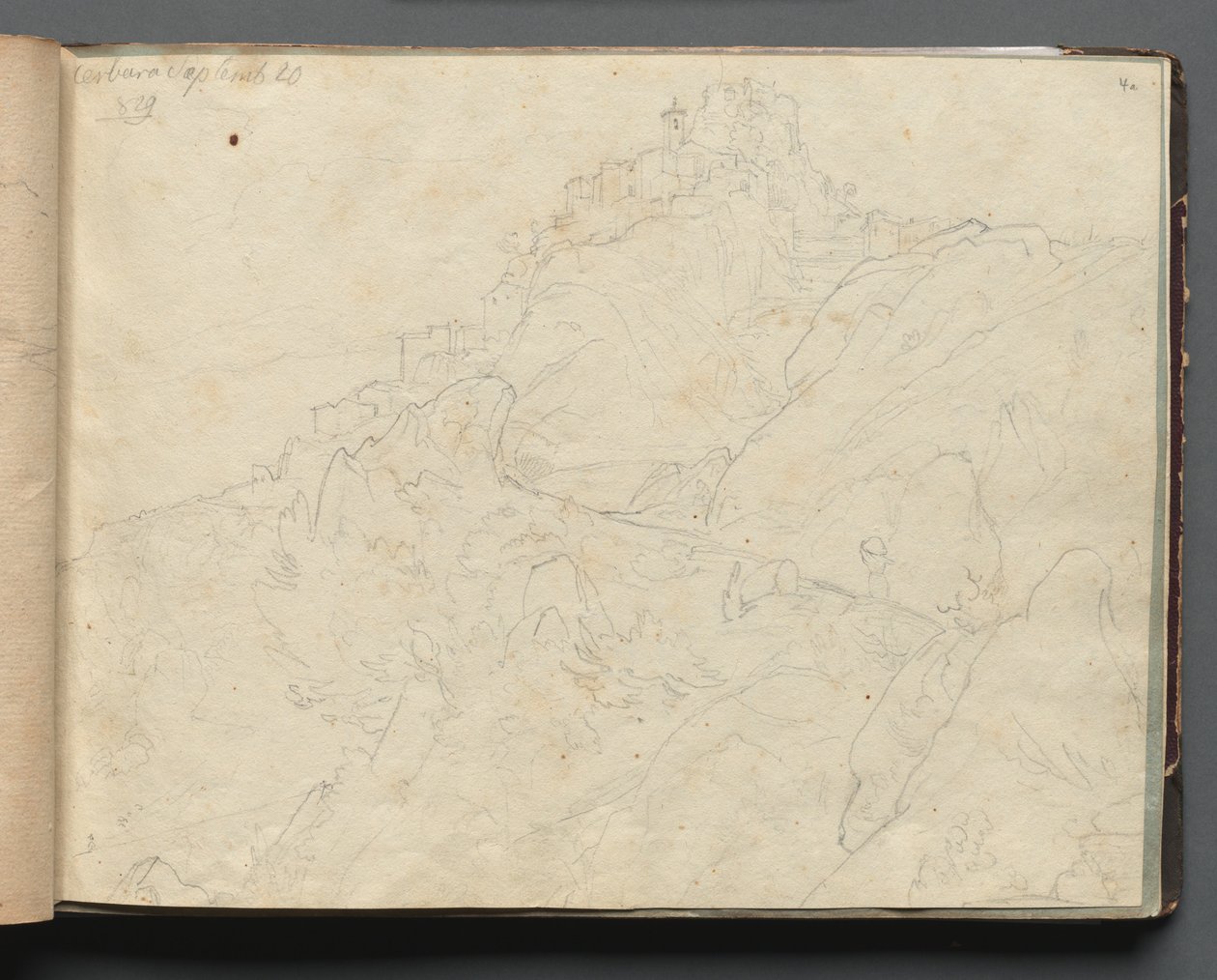 Álbum com vistas de Roma e arredores, Estudos paisagísticos, página 04a: "Cervera" de Franz Johann Heinrich Nadorp