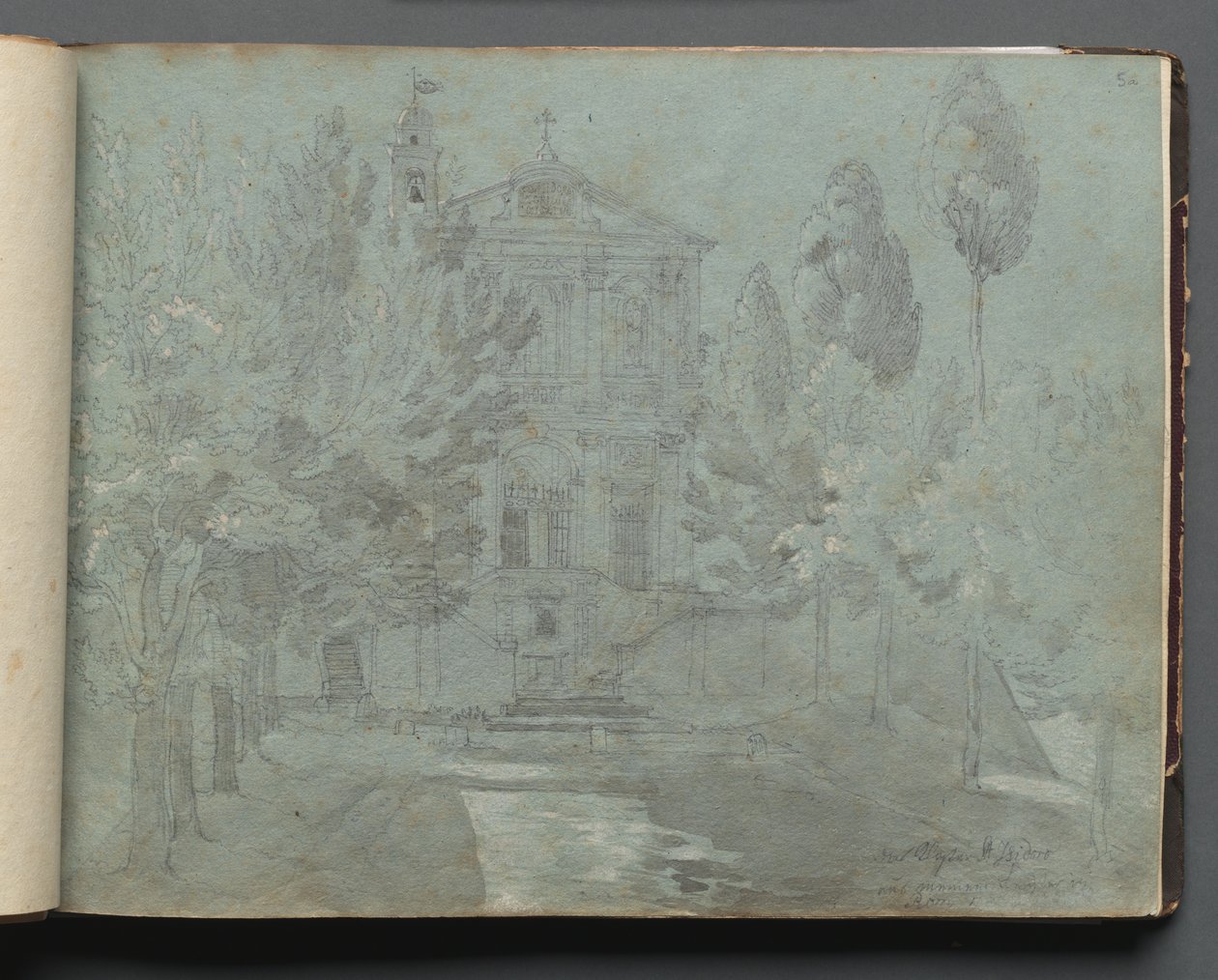 Álbum com Vistas de Roma e Arredores, Estudos Paisagísticos, página 05a: Santo Isidoro. de Franz Johann Heinrich Nadorp