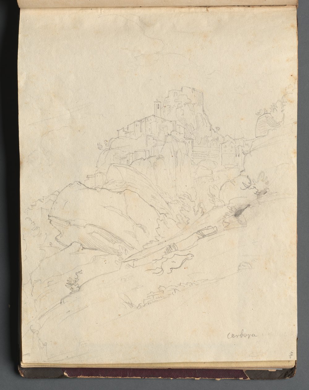 Álbum com Vistas de Roma e Arredores, Estudos Paisagísticos, página 14a: "Cervera" de Franz Johann Heinrich Nadorp