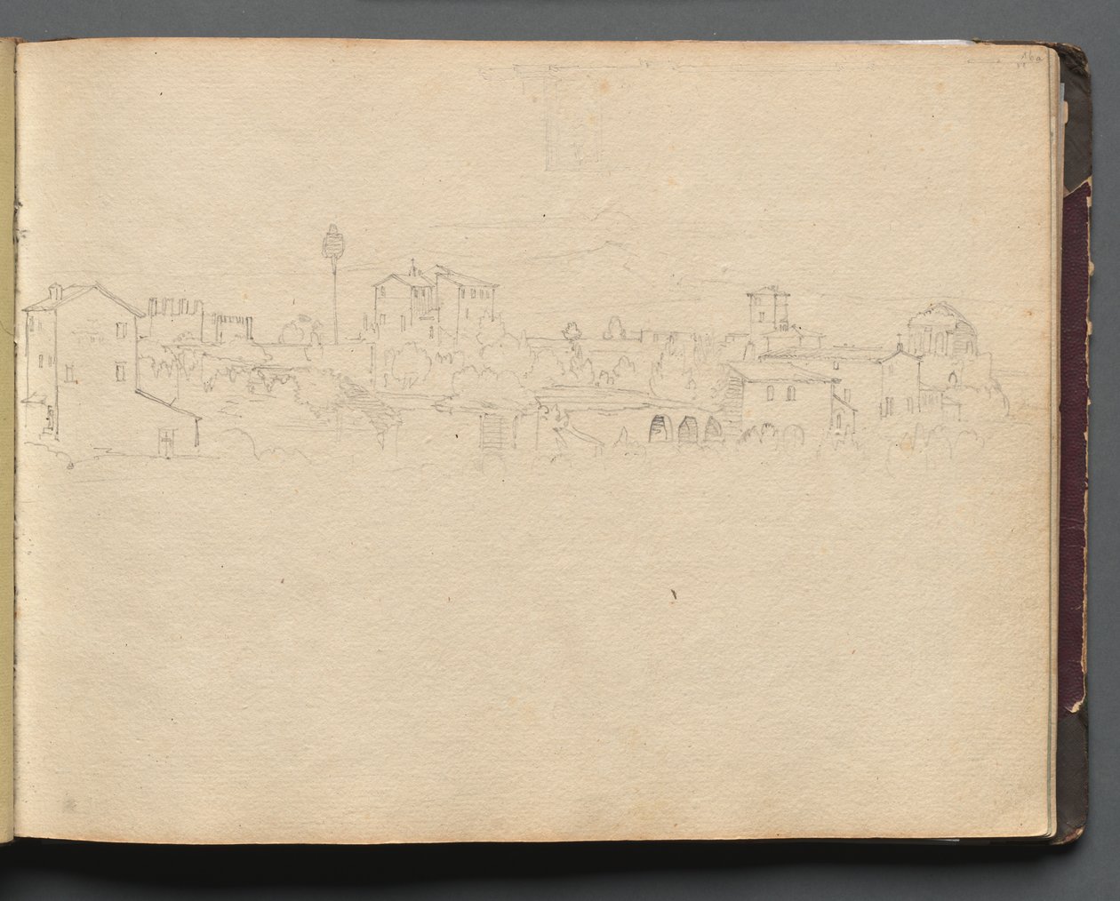 Álbum com Vistas de Roma e Arredores, Estudos Paisagísticos, página 16a: Vista Romana. de Franz Johann Heinrich Nadorp