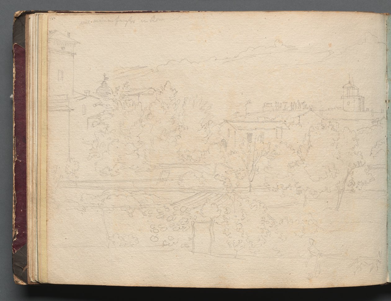 Álbum com Vistas de Roma e arredores, Estudos da Paisagem, página 16b: Vista Romana. de Franz Johann Heinrich Nadorp