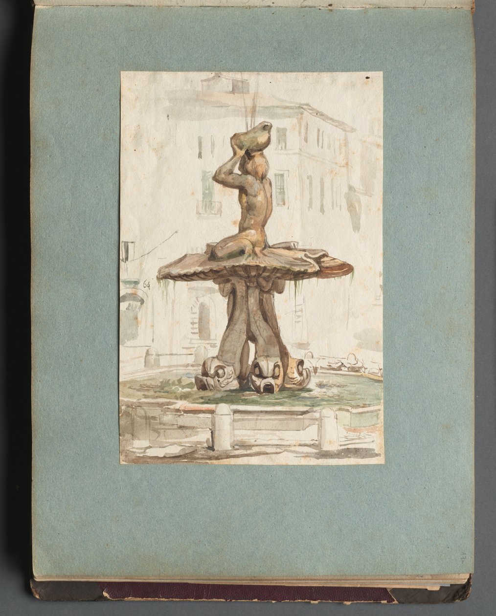Álbum com vistas de Roma e arredores, Estudos de paisagem, página 17a: Fonte Romana de Franz Johann Heinrich Nadorp