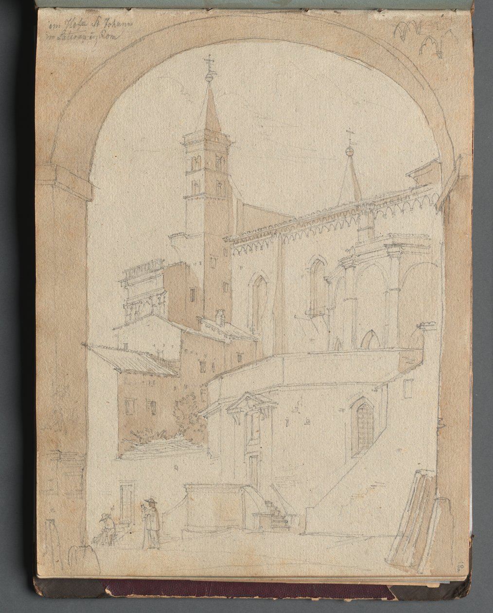 Álbum com vistas de Roma e arredores, Estudos da paisagem, página 18a: São João de Latrão, Roma. de Franz Johann Heinrich Nadorp