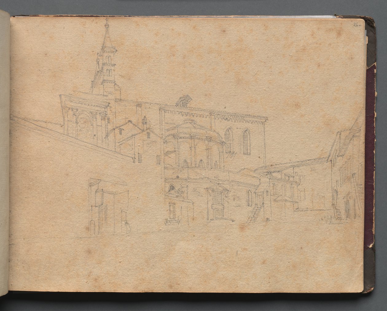 Álbum com Vistas de Roma e arredores, Estudos Paisagísticos, página 26a: Vista da Arquitetura Romana de Franz Johann Heinrich Nadorp