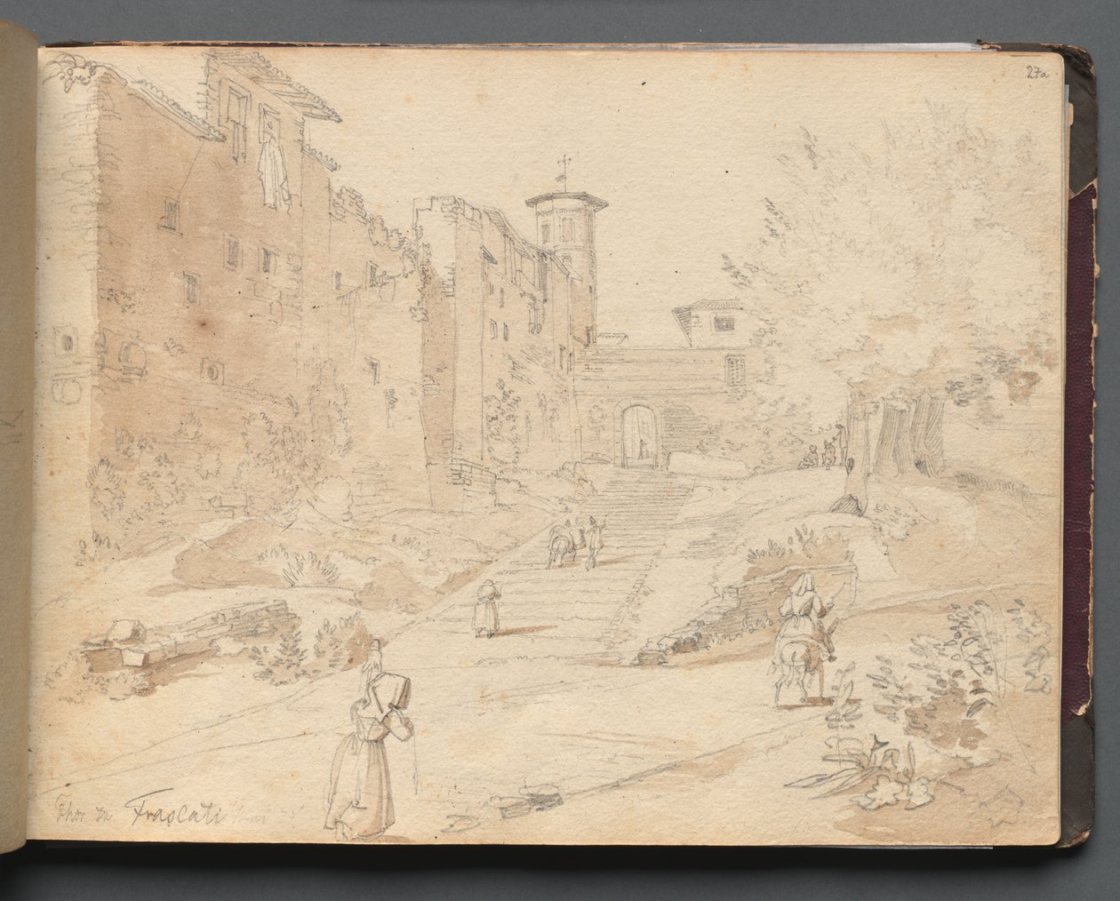 Álbum com vistas de Roma e arredores, Estudos de paisagem, página 27a: "Frascati" de Franz Johann Heinrich Nadorp