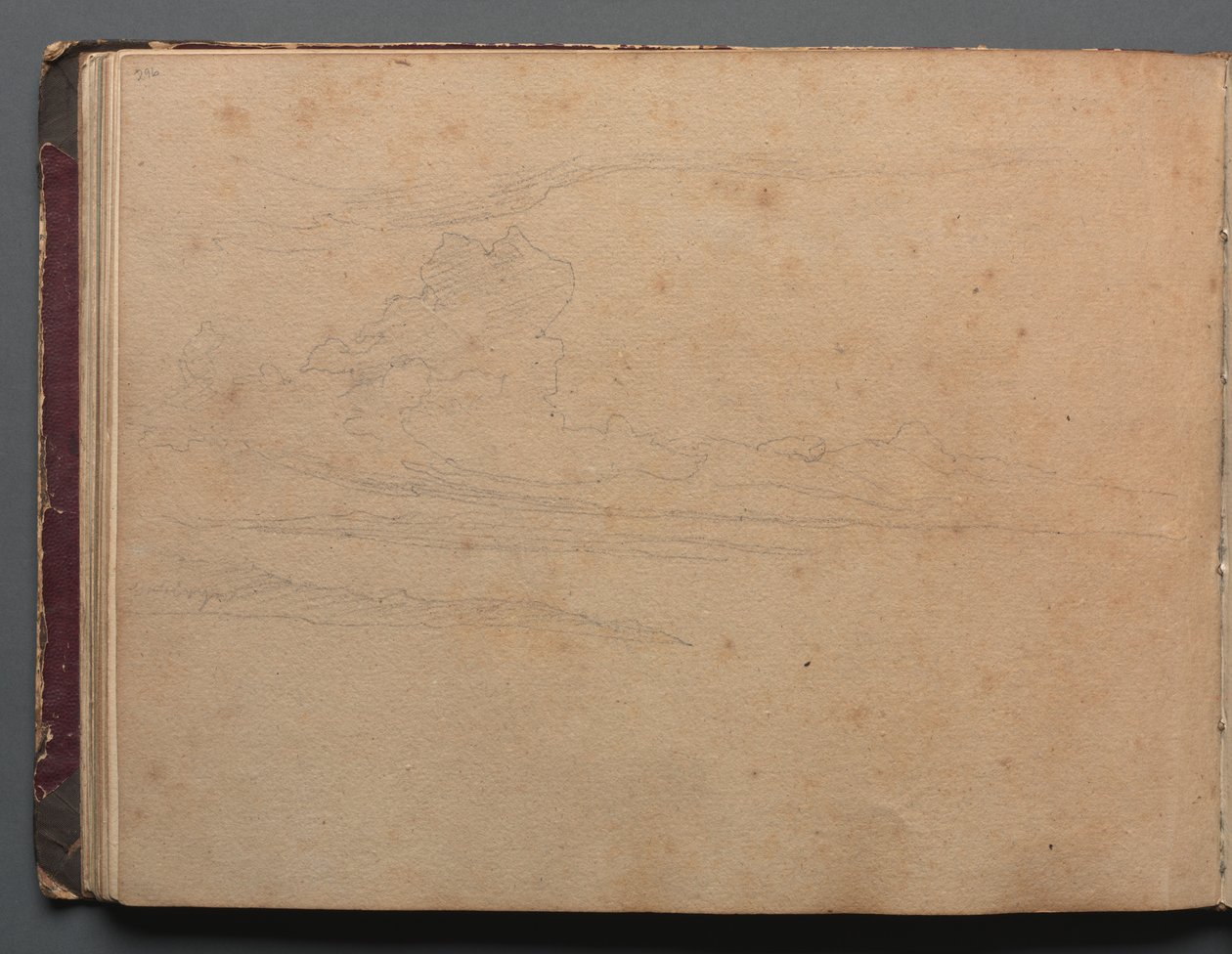 Álbum com vistas de Roma e arredores, Estudos de paisagem, página 29b: Estudo de paisagem. de Franz Johann Heinrich Nadorp
