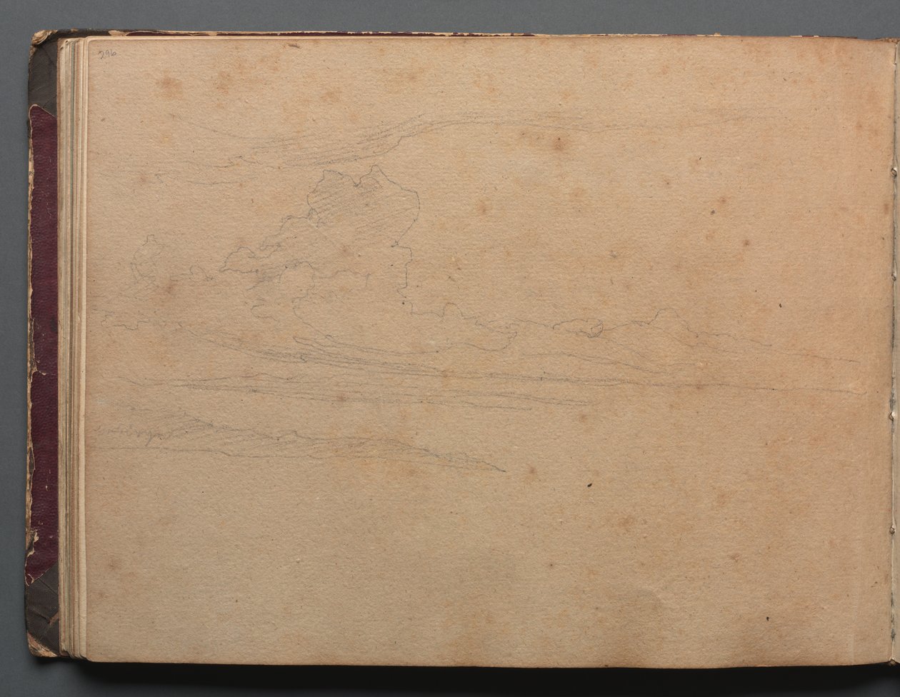 Álbum com vistas de Roma e arredores, Estudos de paisagem, página 29b: Estudo de paisagem de Franz Johann Heinrich Nadorp