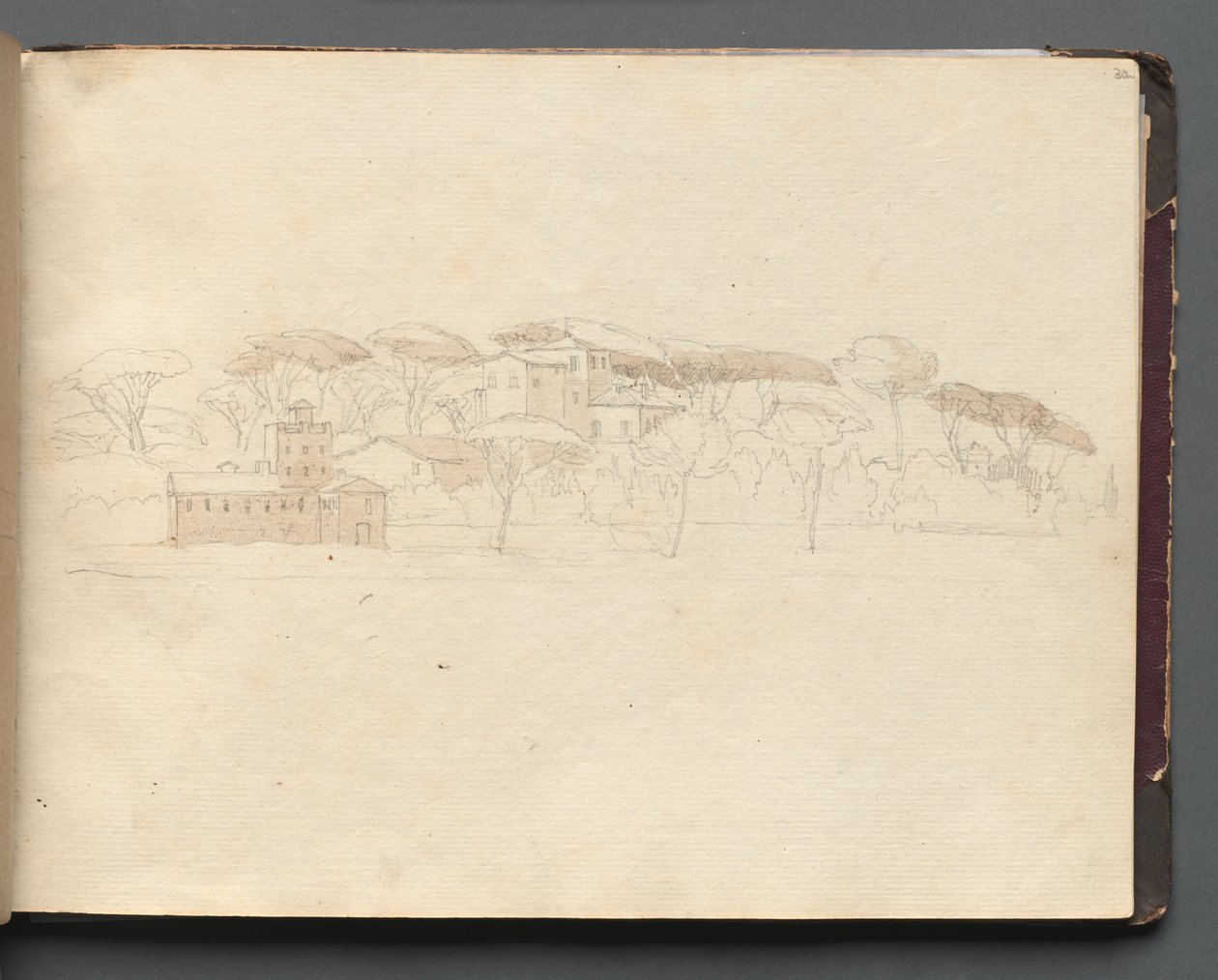 Álbum com Vistas de Roma e Arredores, Estudos Paisagísticos, página 30a: Vista Panorâmica Romana de Franz Johann Heinrich Nadorp