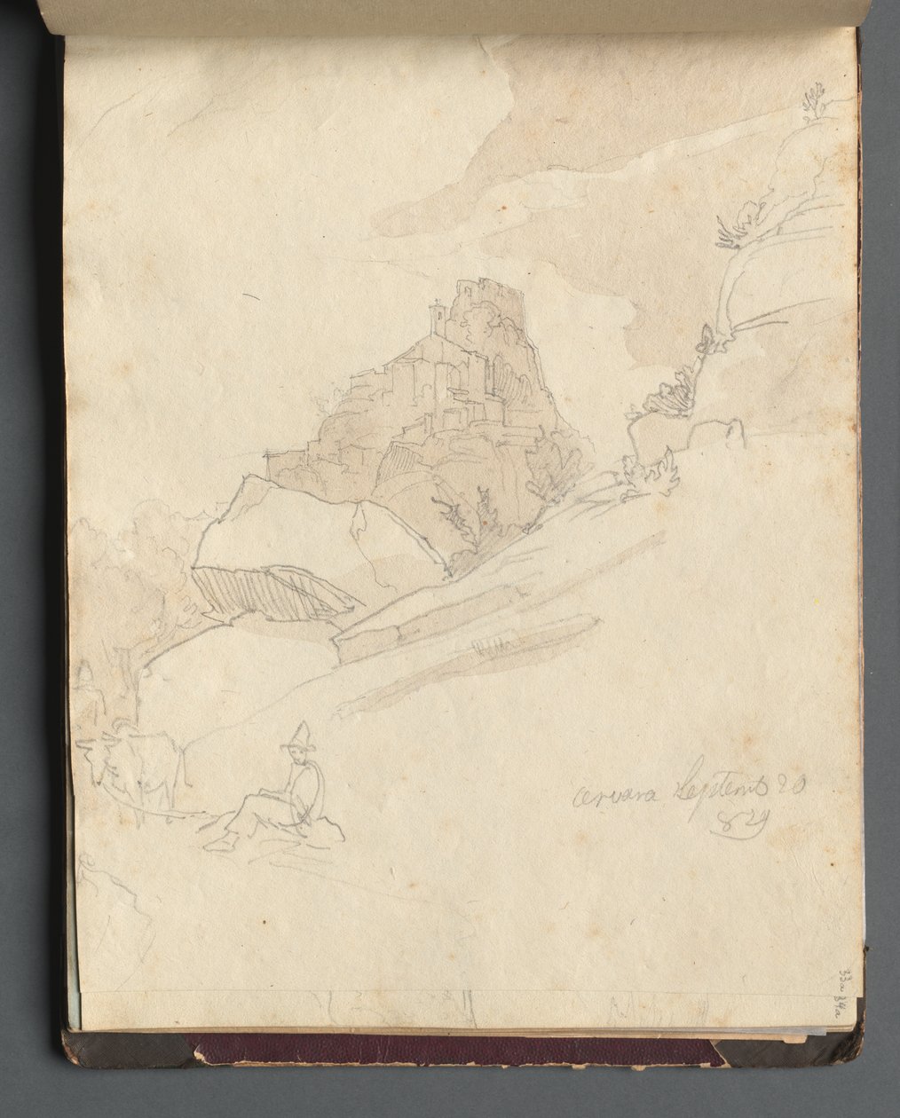 Álbum com vistas de Roma e arredores, Estudos de paisagem, página 33a: "Cervera" de Franz Johann Heinrich Nadorp