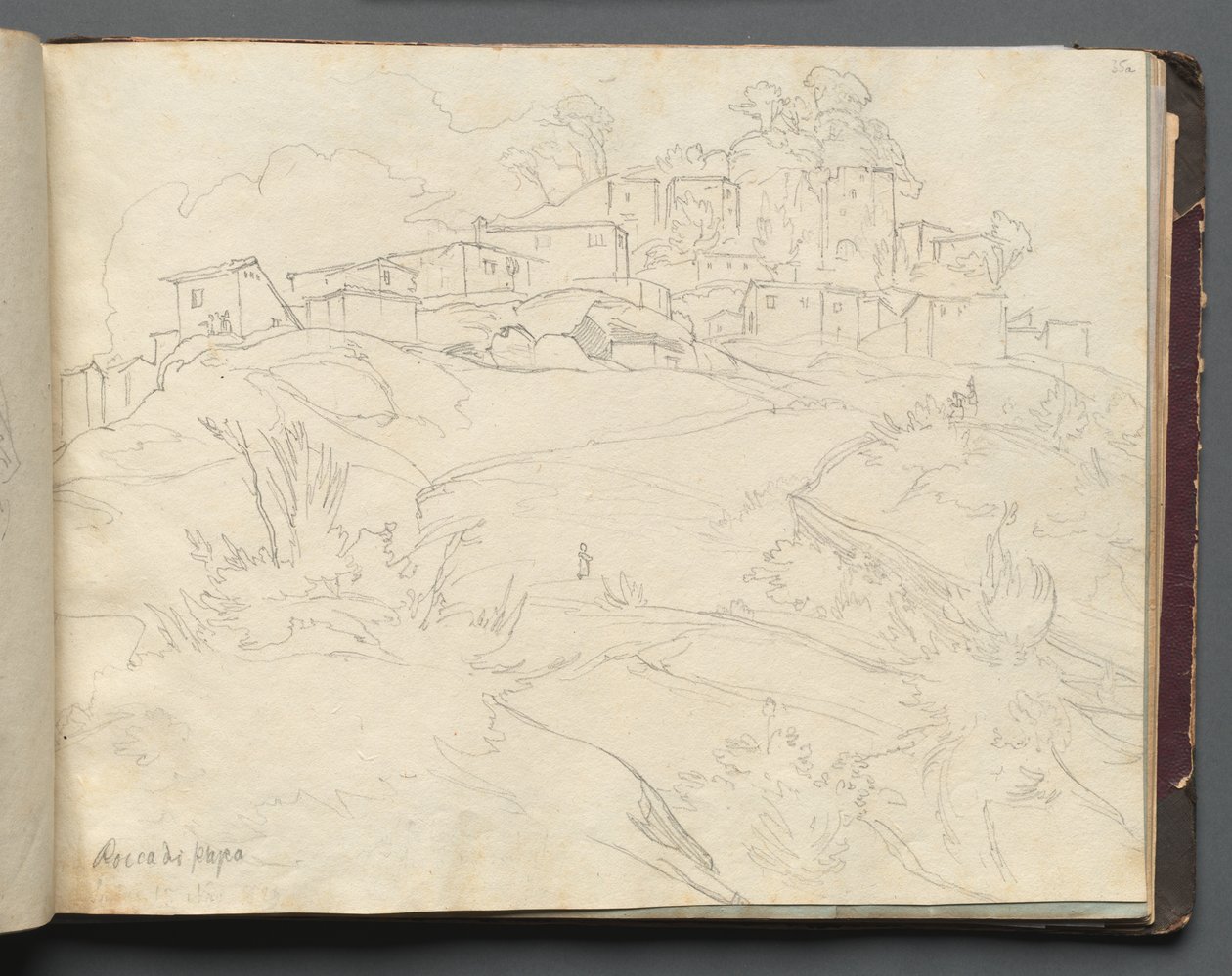 Álbum com vistas de Roma e arredores, Estudos de paisagem, página 35a: Rocca di Papa. de Franz Johann Heinrich Nadorp