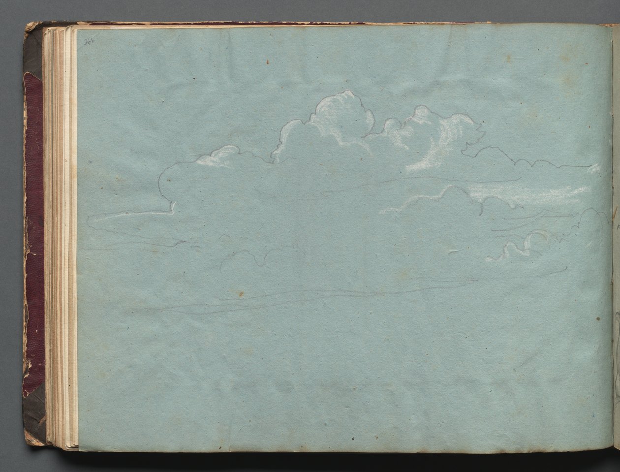 Álbum com vistas de Roma e arredores, Estudos de paisagem, página 36b: Estudo de nuvens. de Franz Johann Heinrich Nadorp