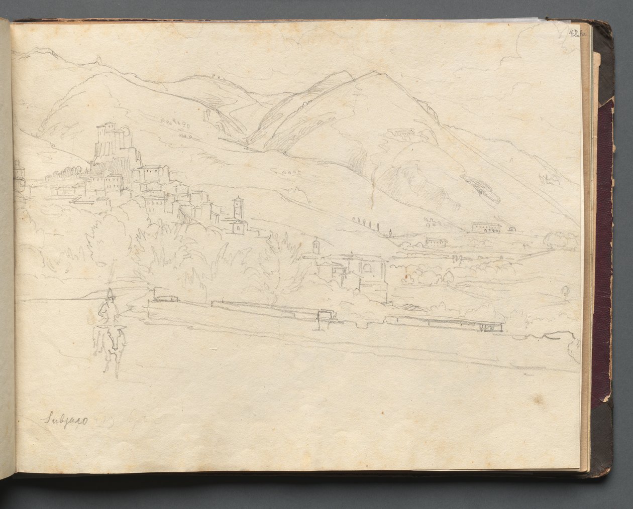 Álbum com vistas de Roma e arredores, Estudos da paisagem, página 42a: Paisagem romana de Franz Johann Heinrich Nadorp
