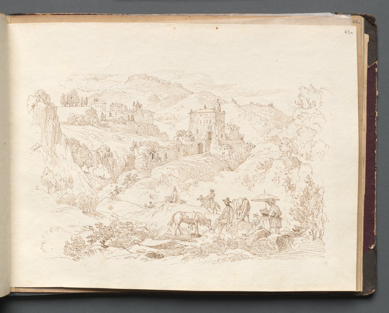 Álbum com vistas de Roma e arredores, estudos de paisagem, página 43a: paisagem romana de Franz Johann Heinrich Nadorp
