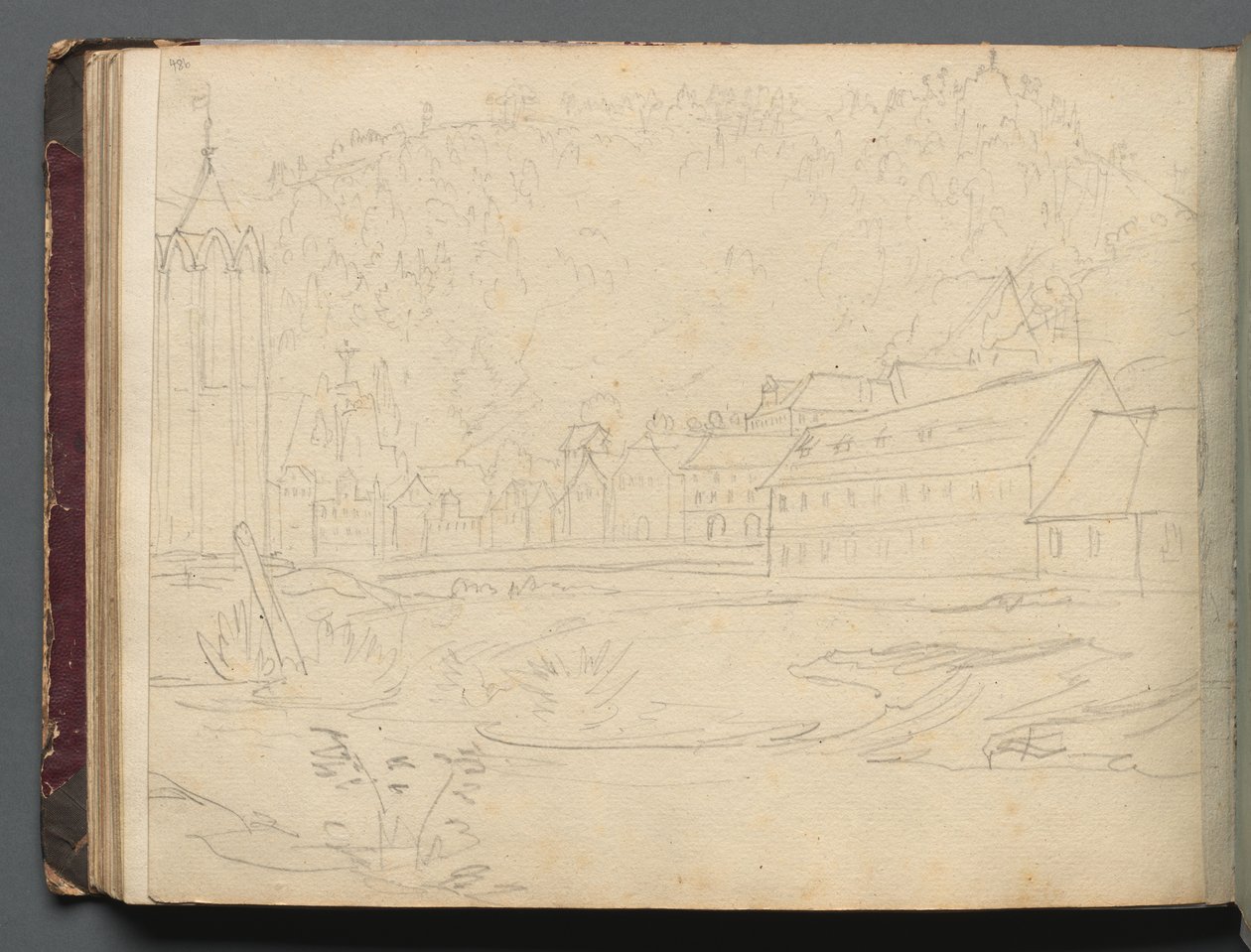 Álbum com Vistas de Roma e Arredores, Estudos da Paisagem, página 48b: Paisagem Romana. de Franz Johann Heinrich Nadorp