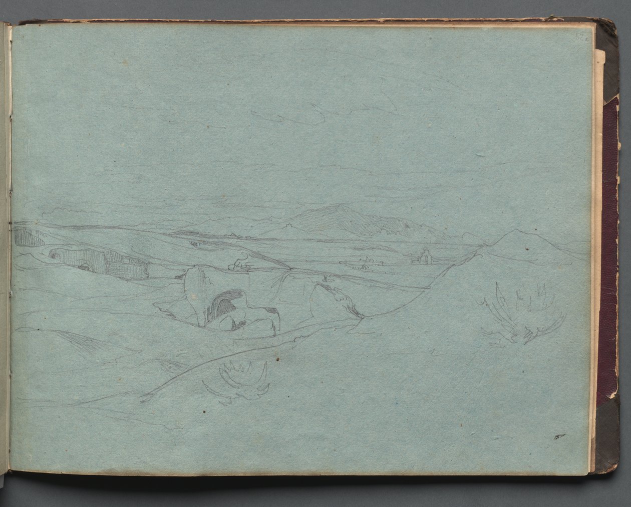 Álbum com vistas de Roma e arredores, Estudos da paisagem, página 52a: Paisagem romana de Franz Johann Heinrich Nadorp