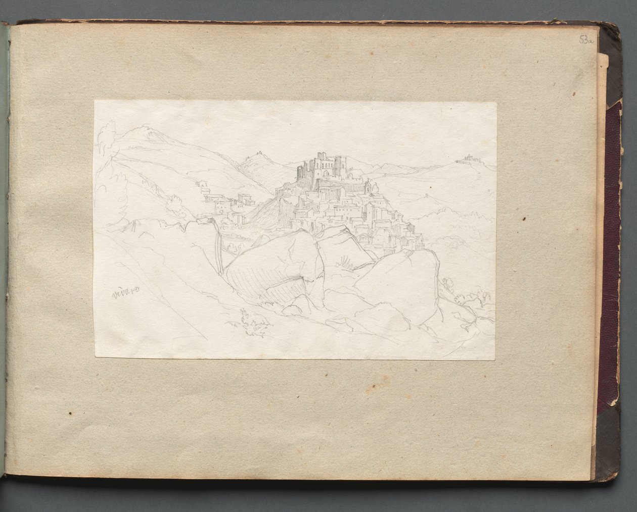Álbum com vistas de Roma e arredores, Estudos de paisagem, página 53a: "Vivaro" de Franz Johann Heinrich Nadorp