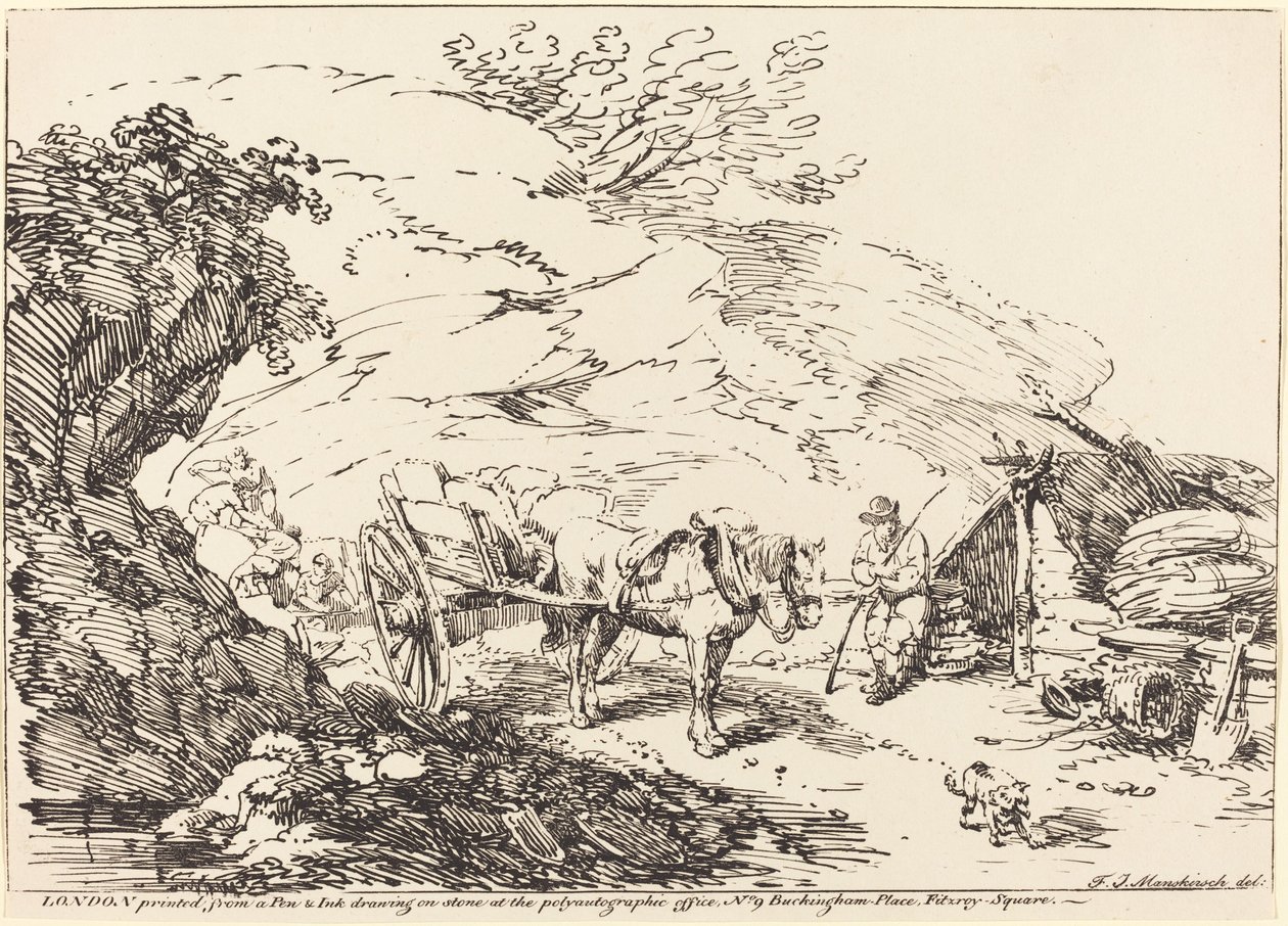 Cavalo e carroça na pedreira de Franz Joseph Manskirch