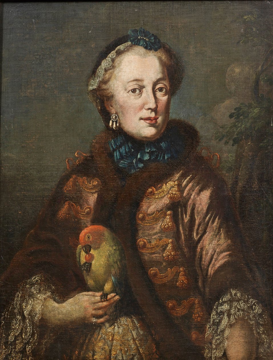 Alemão: Kurfürstin Maria Anna von Bayern mit Papagei Retrato de Maria Anna Sophia da Saxónia (1728-1797), Elisa da Baviera, com um pássaro de Franz Joseph Winder