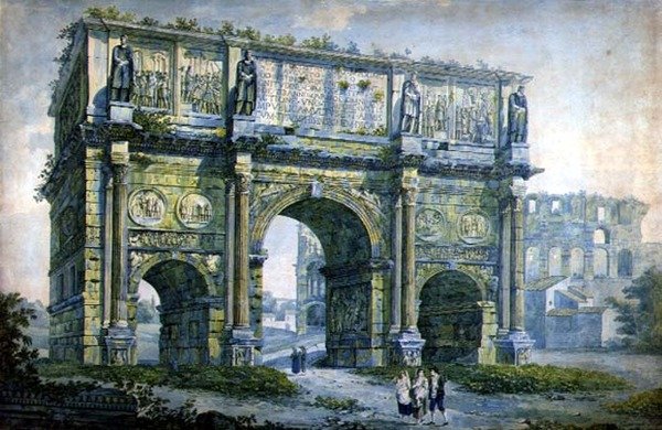 Arco Triunfal de Constantino, Roma (aguarela sobre papel) de Franz Kaisermaan