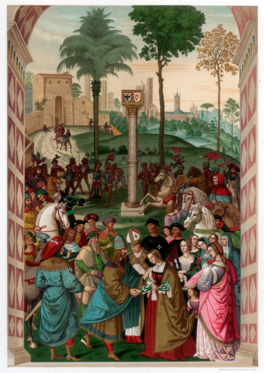 Aeneas Piccolomini apresenta Eleonora de Portugal a Frederico III, 1502-1508, 1870 de Franz Kellerhoven