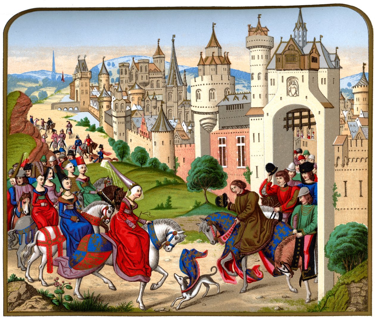 Entrada da rainha Isabel da Baviera em Paris, c1500, 1870. de Franz Kellerhoven