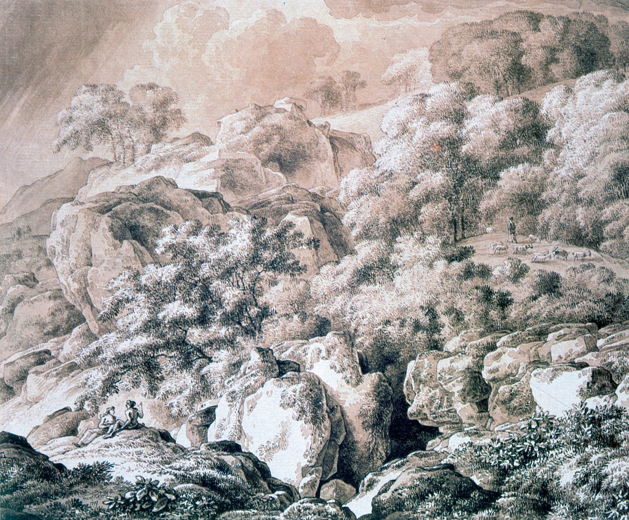Paisagem da floresta, 1799 de Franz Kobell