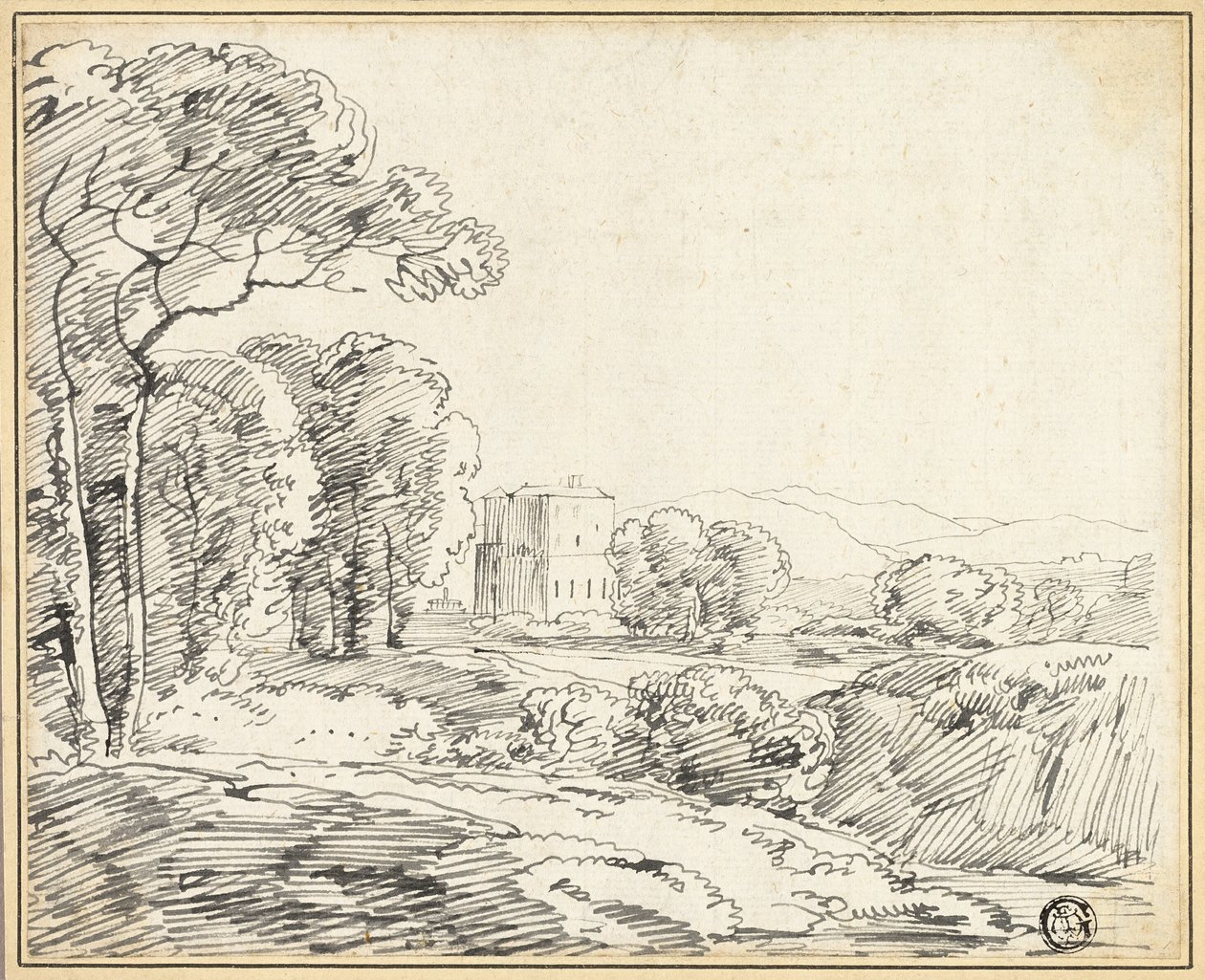 Paisagem, casa no parque de Franz Kobell