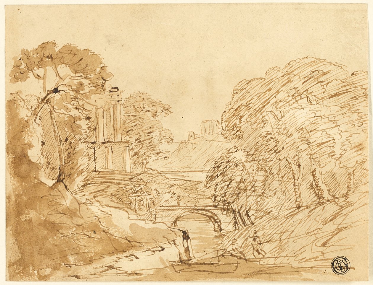Paisagem com ponte e ruínas de Franz Kobell