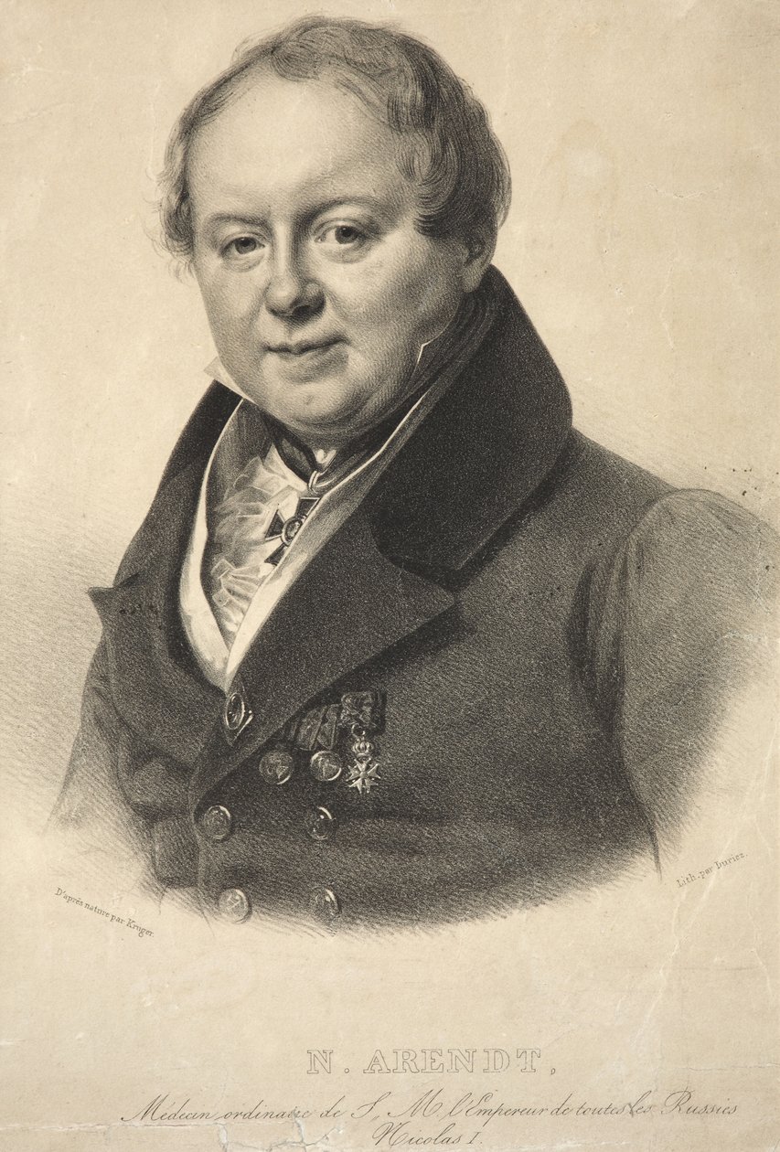 Retrato do médico pessoal imperial Nicholas Martin Arendt 1785-1859, 1836 de Franz Krüger
