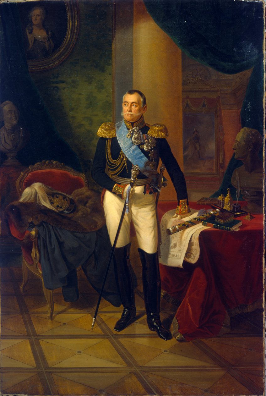 Retrato de Piotr Volkonski (1776-1852), marechal e político russo. Pintura por Franz Kruger (1797-1857), óleo sobre tela de Franz Krüger