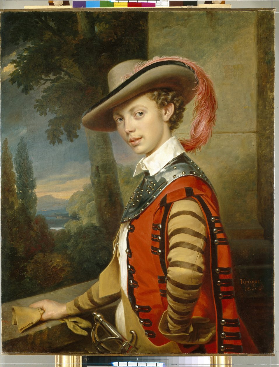 Retrato do príncipe Nicolas Saltykov usando um disfarce. (Retrato do príncipe Nikolai Saltykov em fantasia). Pintura de Franz Kruger (1797-1857), óleo sobre tela de Franz Krüger