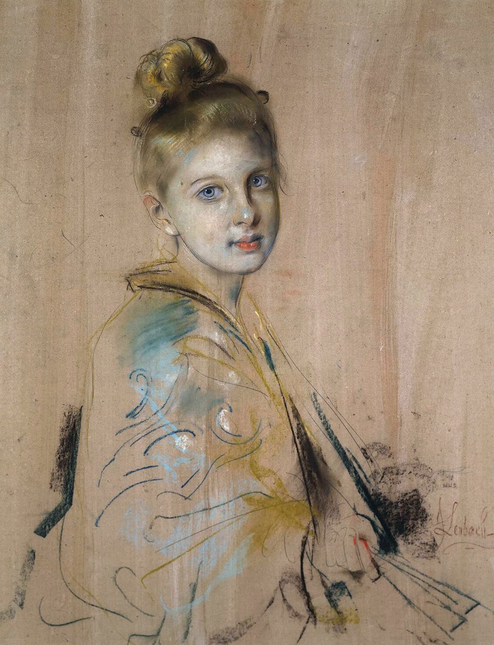 Garota com um leque, década de 1880. de Franz von Lenbach