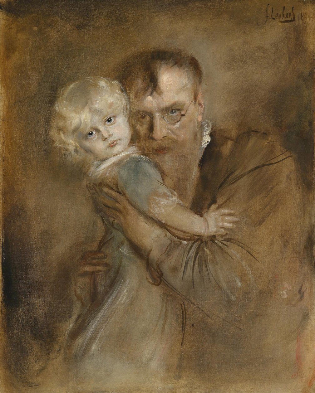 Autorretrato com a filha Marion de Franz von Lenbach