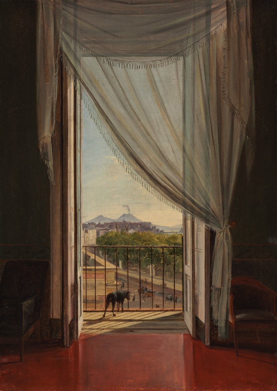 Uma vista de Nápoles através de uma janela de Franz Ludwig Catel