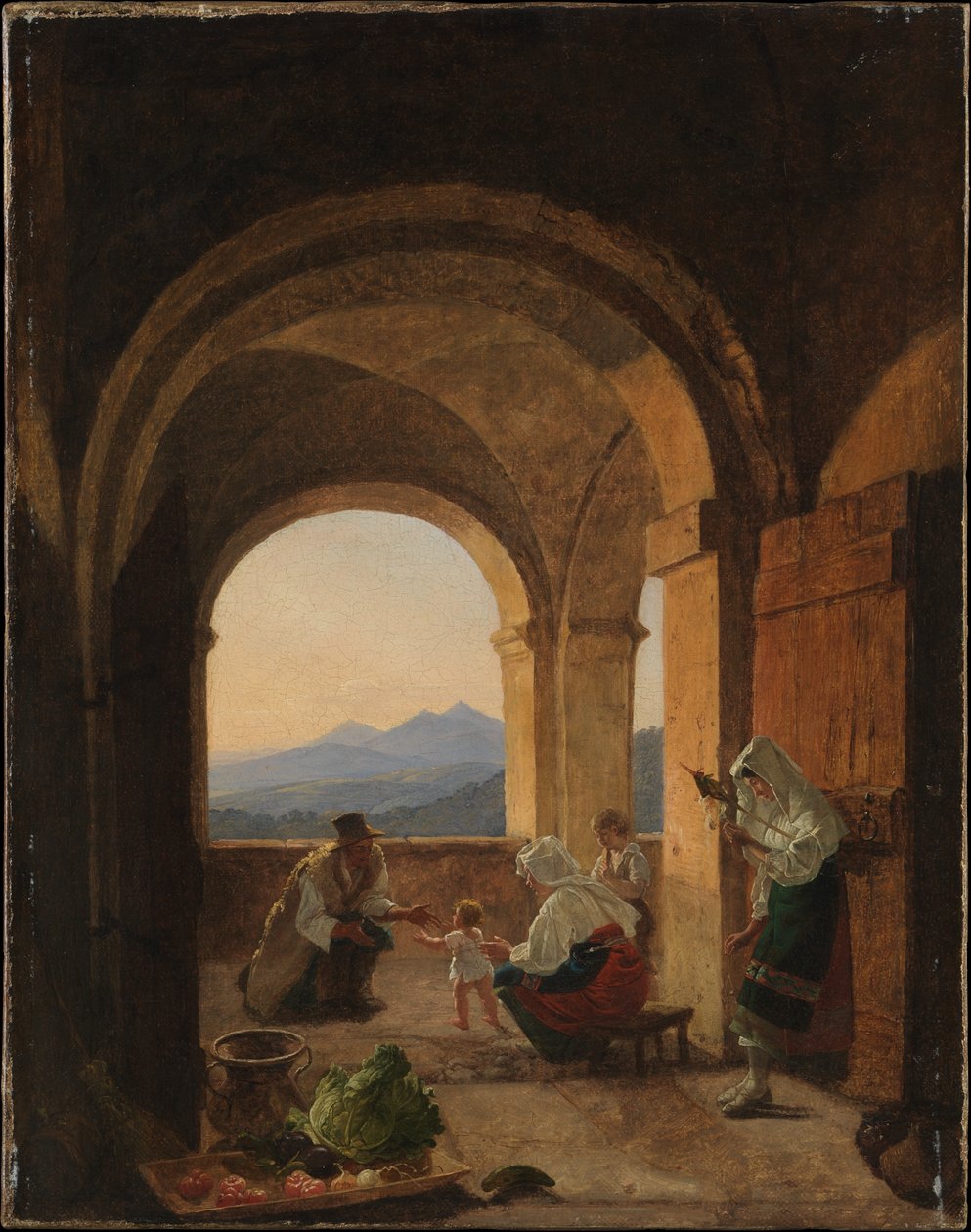 Primeiros Passos, c.1820-25 (óleo sobre tela) de Franz Ludwig Catel