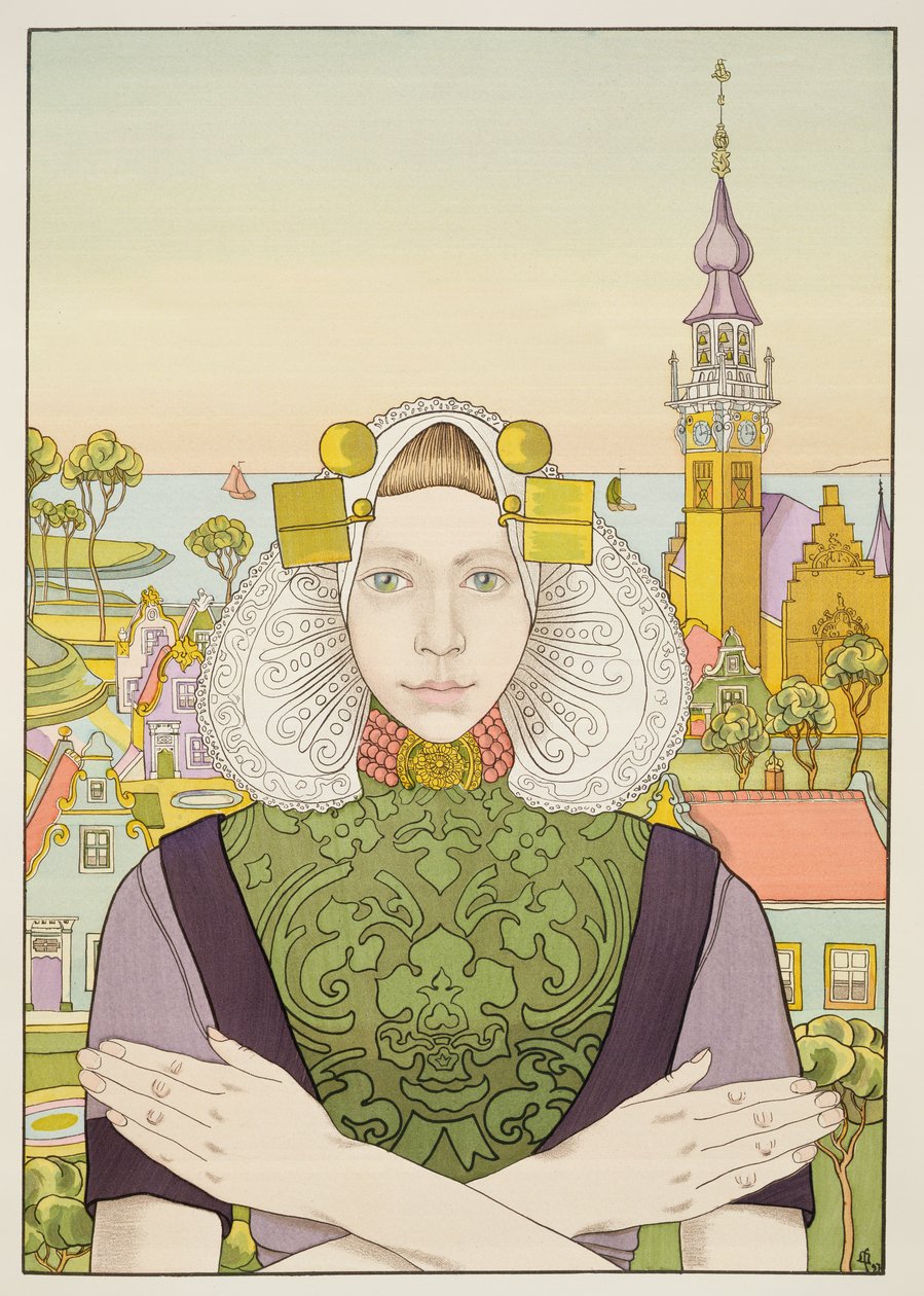 Dutch Girl, 1897, de LEstampe Moderne, publicou Paris entre 1897 e 1999 de Franz M. Melchers