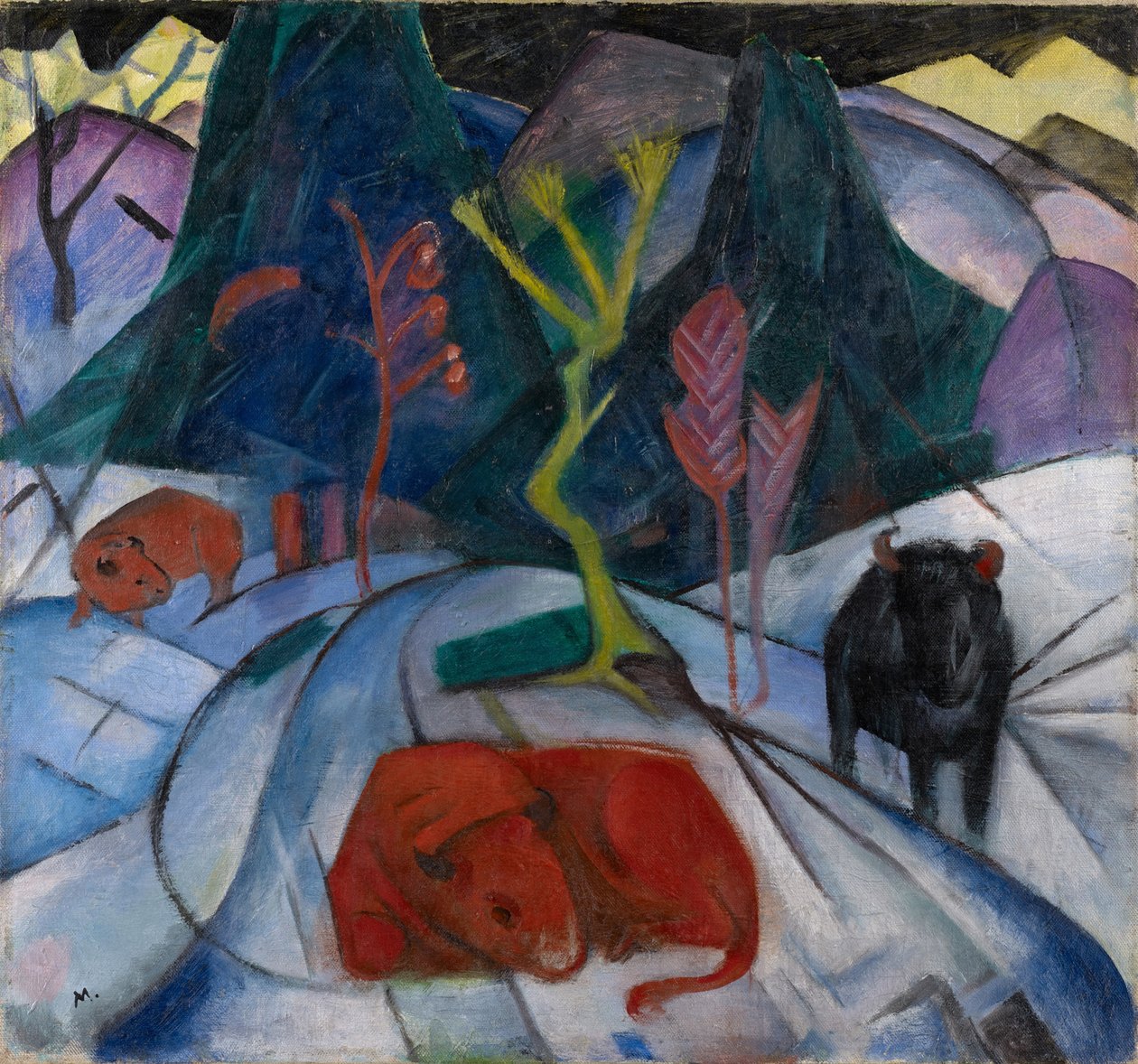 Um Bisão no Inverno O Bisão Vermelho, 1913. de Franz Marc