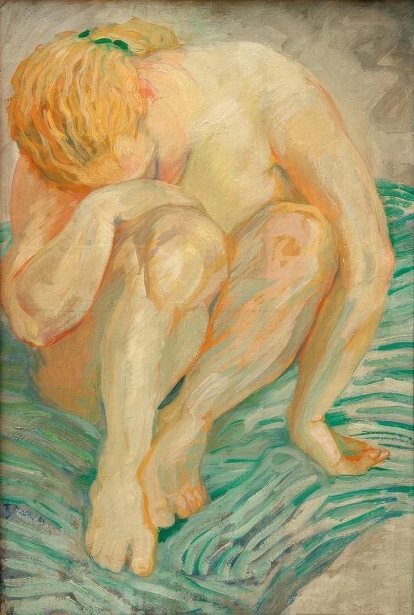 Estudo nu (nu feminino) de Franz Marc