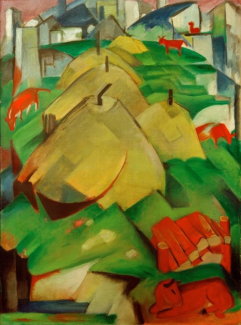 Alpenszene (Streuhocken) de Franz Marc