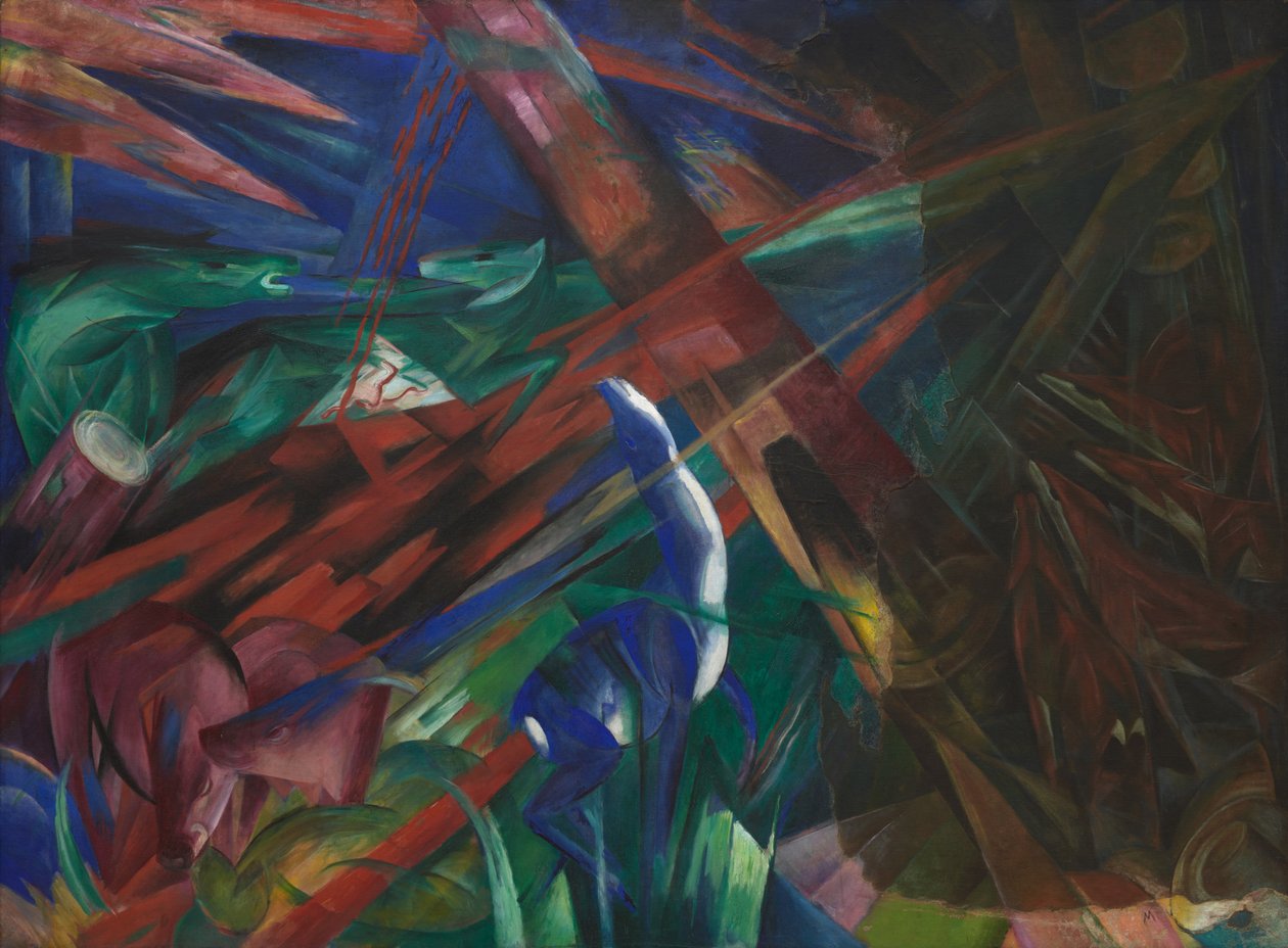 Destinos dos animais As árvores mostraram seus anéis, os animais suas veias, 1913. de Franz Marc