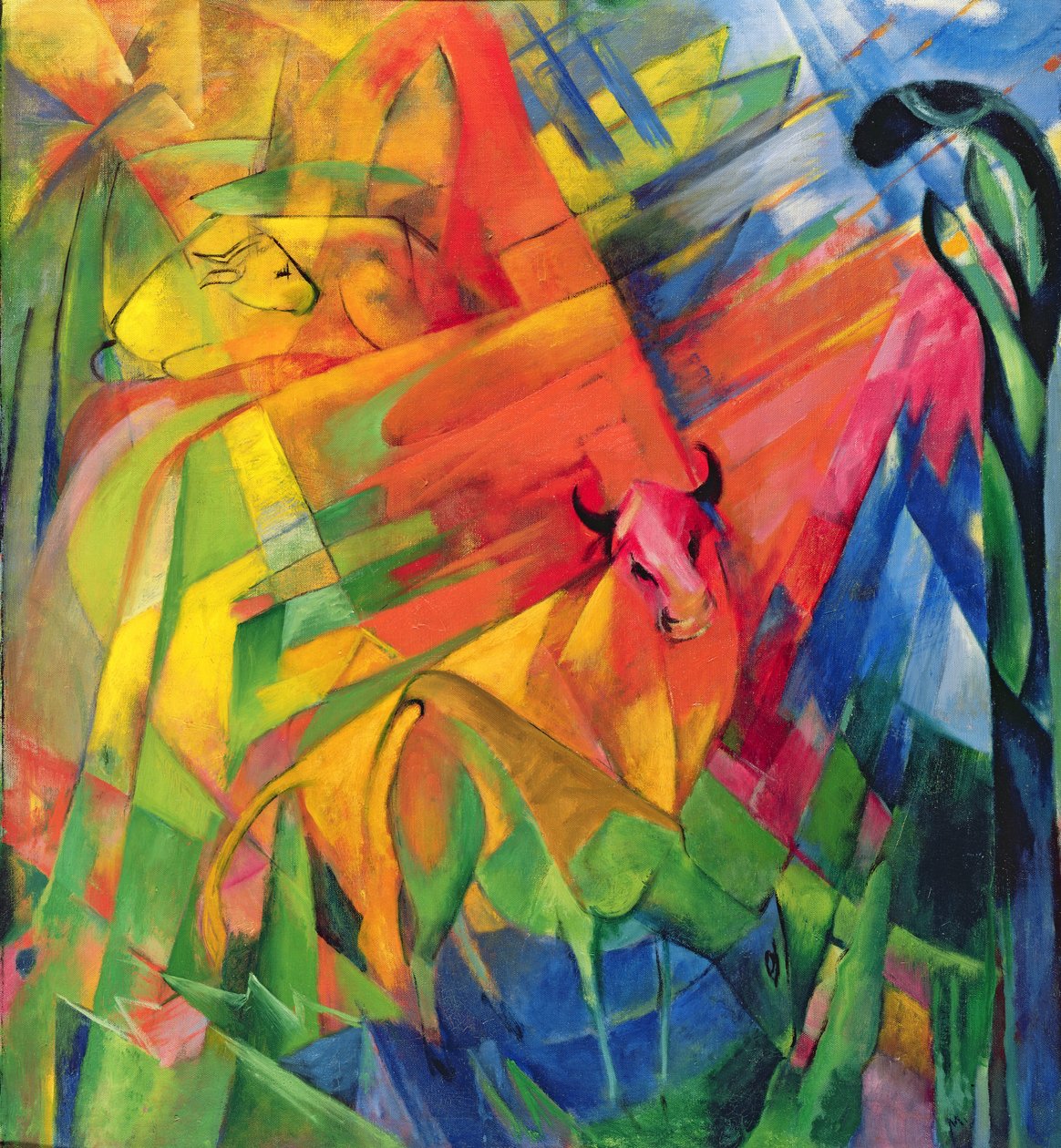 Animais em uma paisagem de 1914 de Franz Marc
