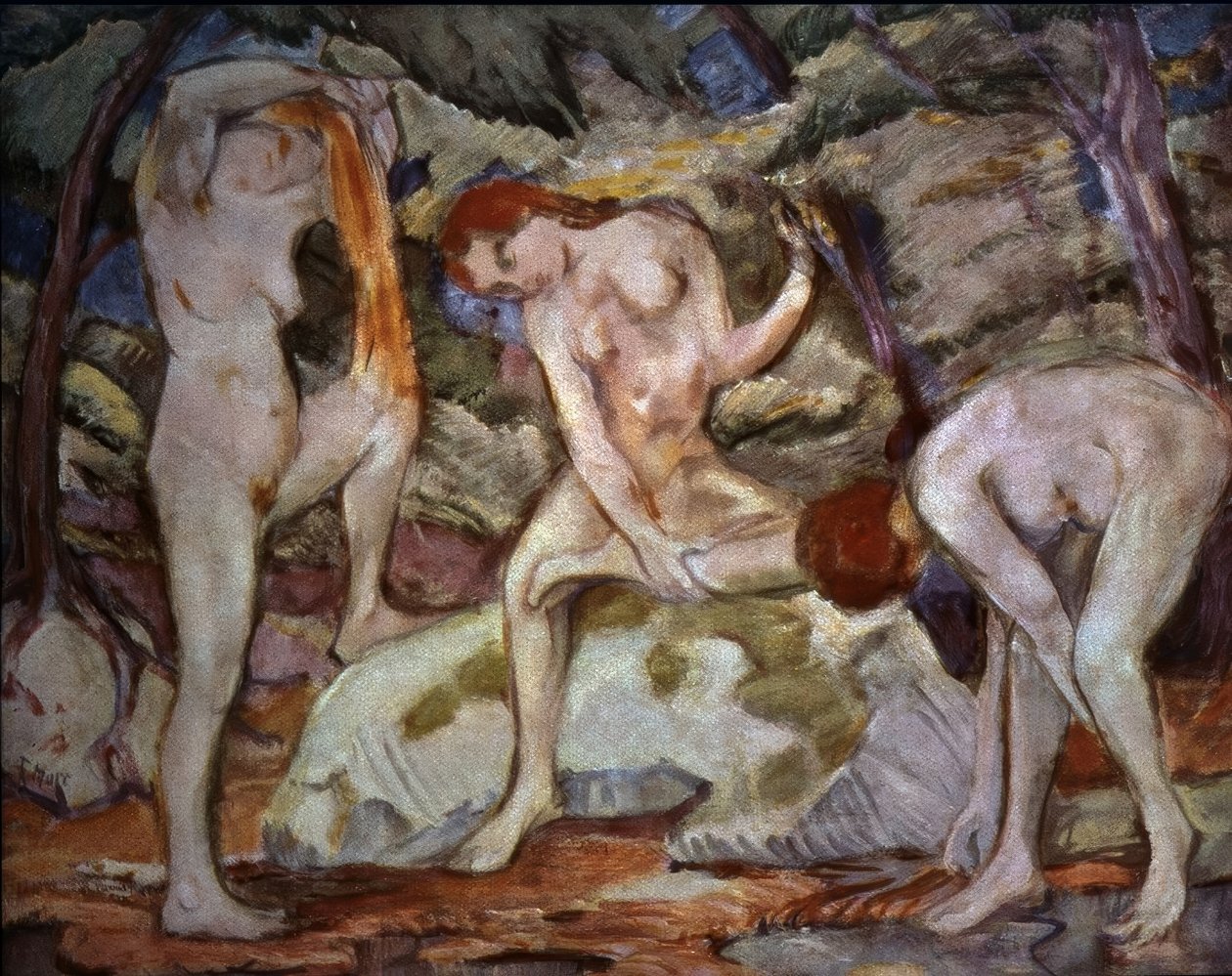 BANHEIROS - 1910 - O - L - 106 × 141 de Franz Marc