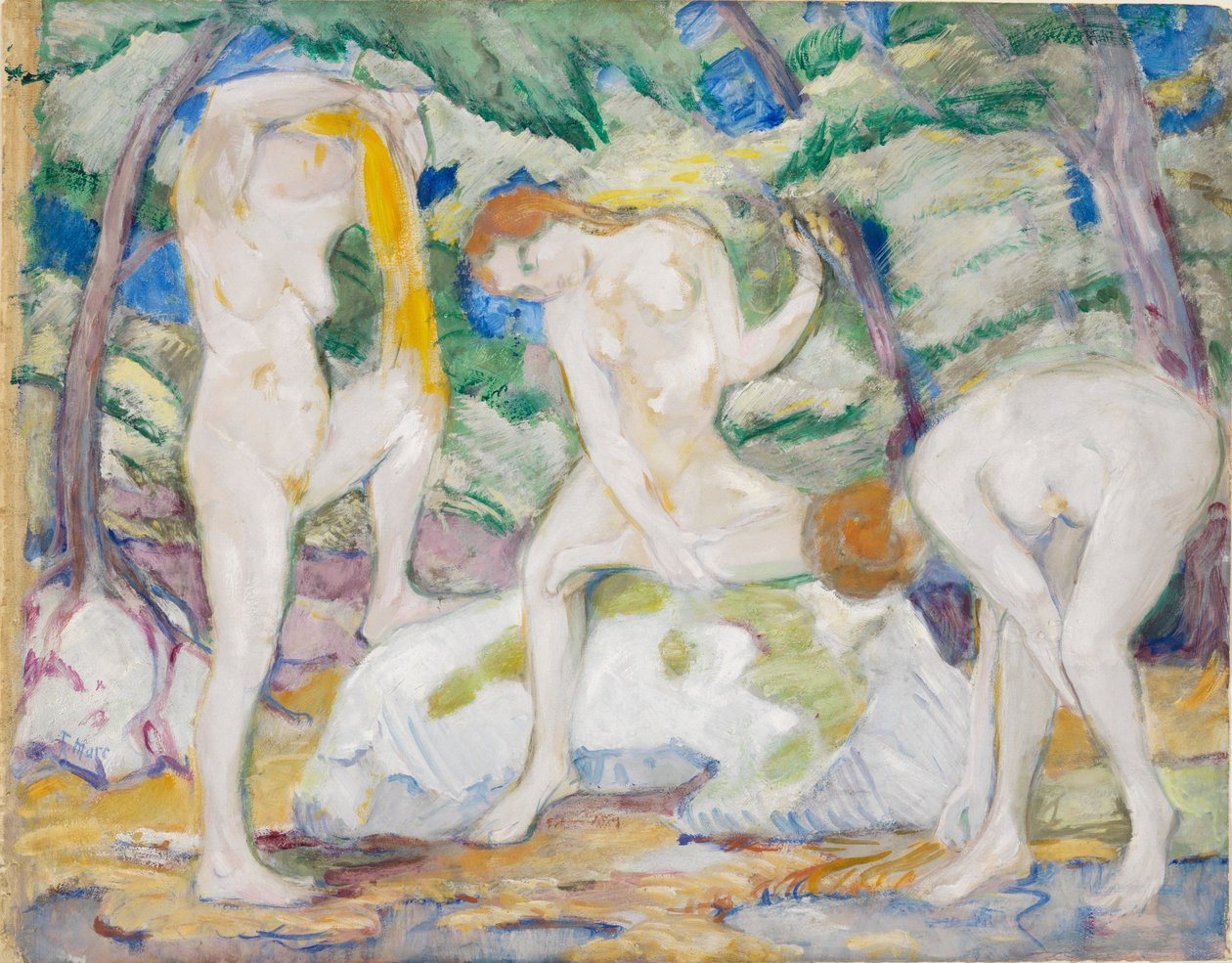 Mulheres a tomar banho de Franz Marc
