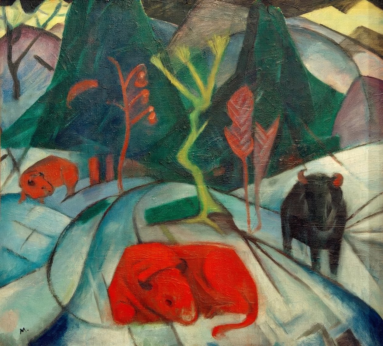 Bisonte no inverno (bisonte vermelho) de Franz Marc