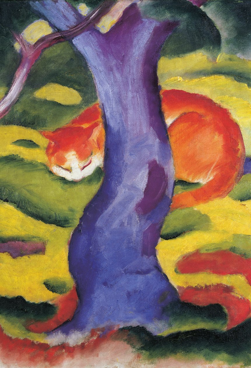 Gato atrás da árvore, 50x70 cm de Franz Marc