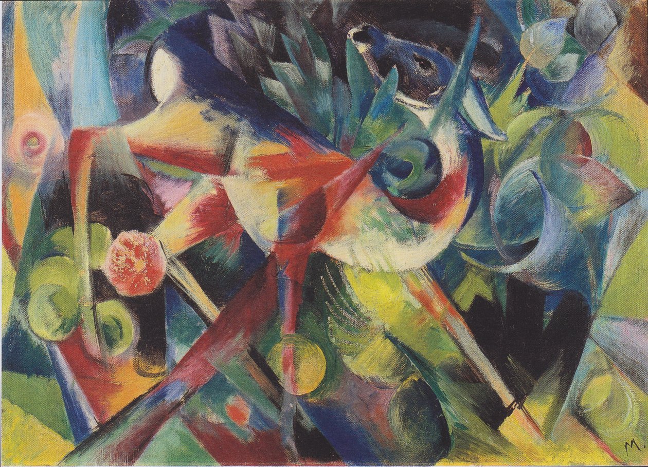 Veado no jardim de flores de Franz Marc