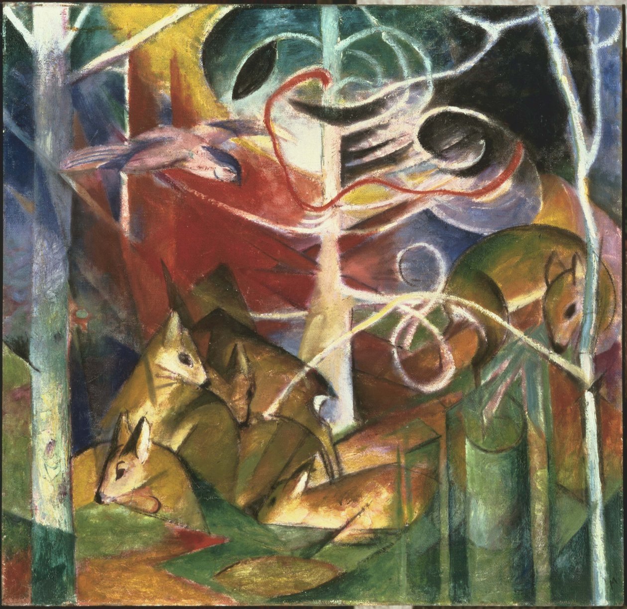 Veados na floresta I de Franz Marc