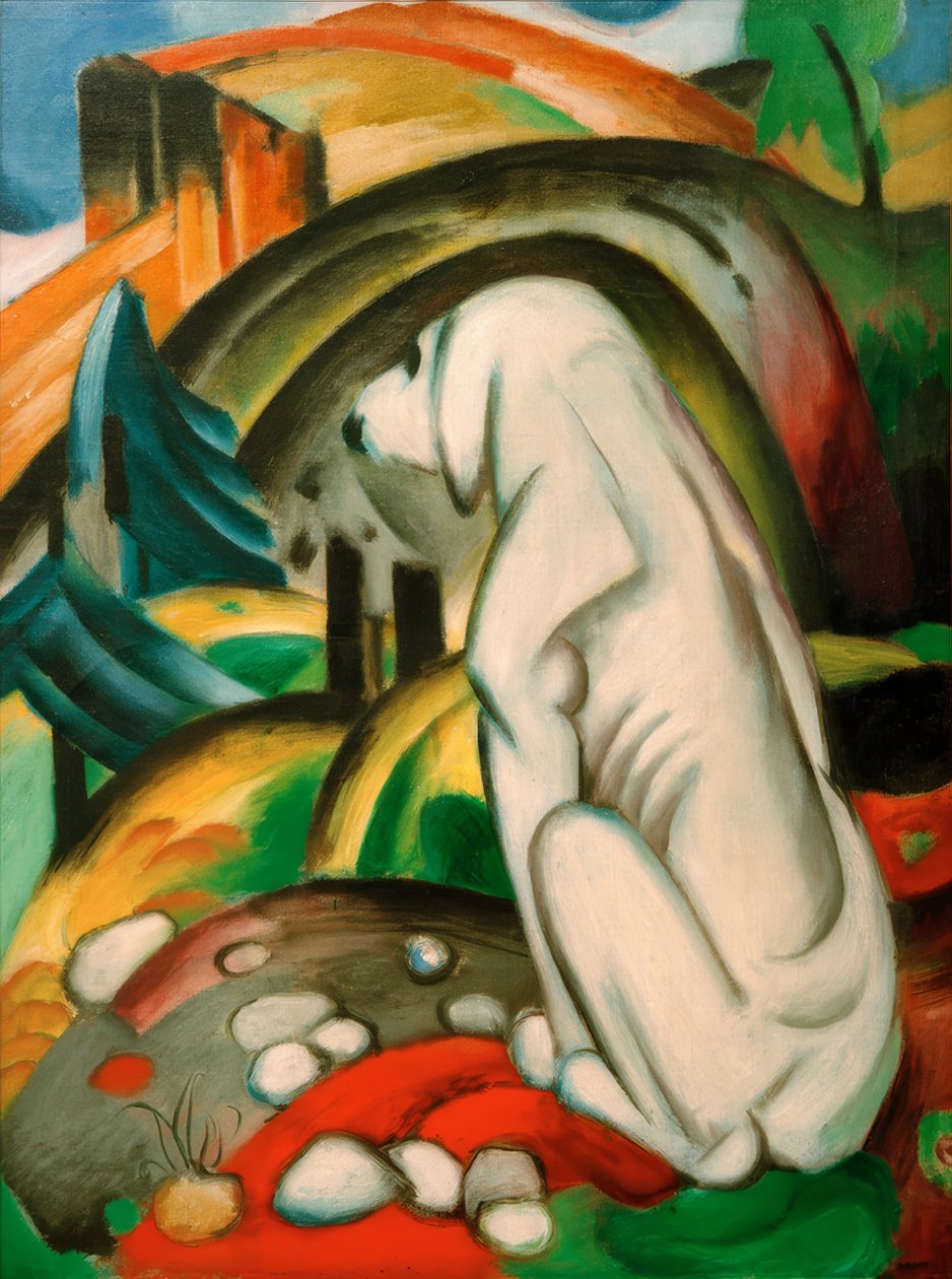 O cachorro branco (cachorro na frente do mundo) de Franz Marc